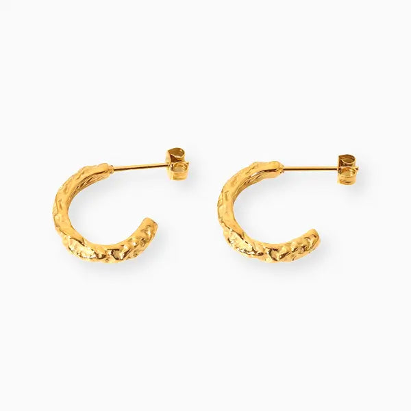 HAMMERED HOOPS GOLD EARRINGS